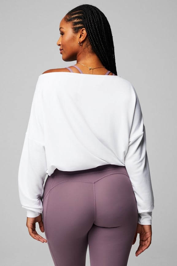 Luxe Terry Off Shoulder Pullover - Fabletics