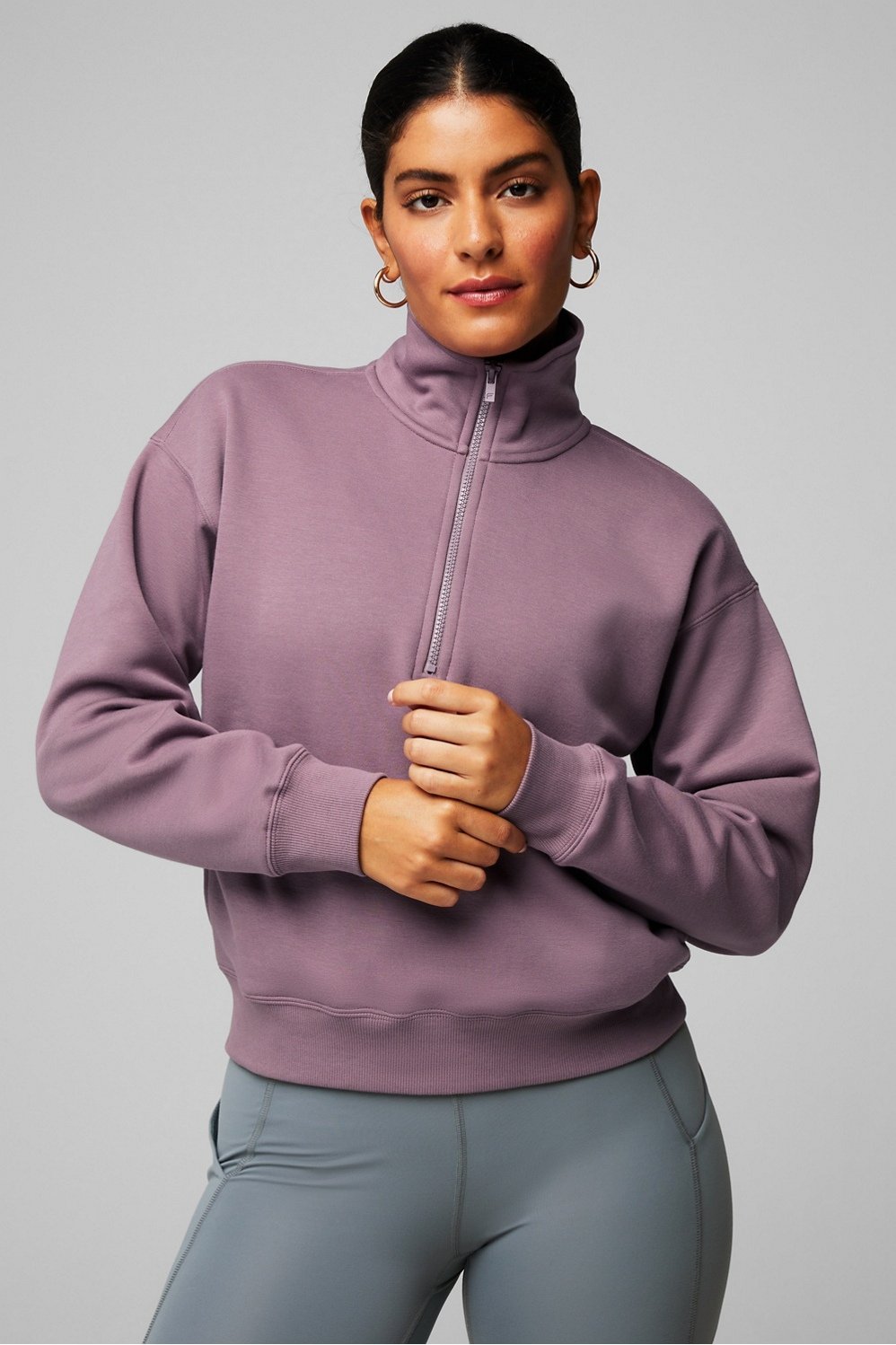 Fabletics Women Zip Jacket M Purple Performance Fleece Lined Hoodie Vents  Active