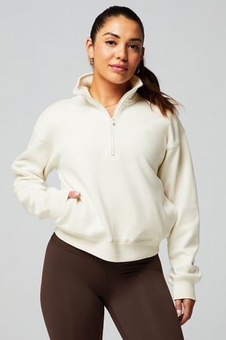 Fabletics, Tops, Fabletics Yitty Majorlabel Cream Contrast Stitch Fleece  Hoodie M