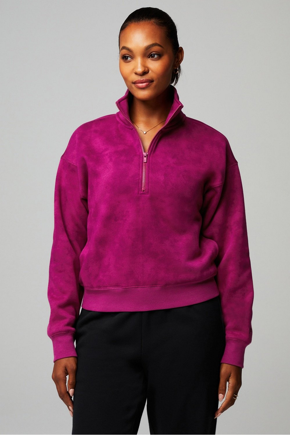 Pink fleece 2025 half zip