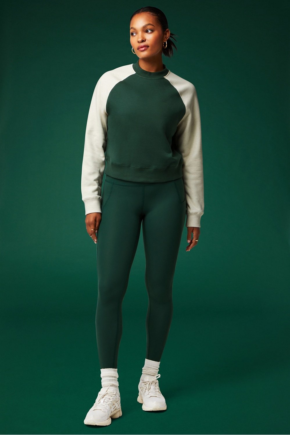 Hunter Green Fleece Lightweight Sweatshirt, Boutique Elise