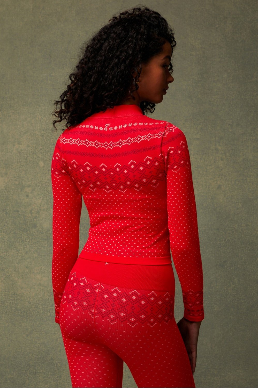 Threadbare Ski base layer high neck long sleeve top and leggings set in red
