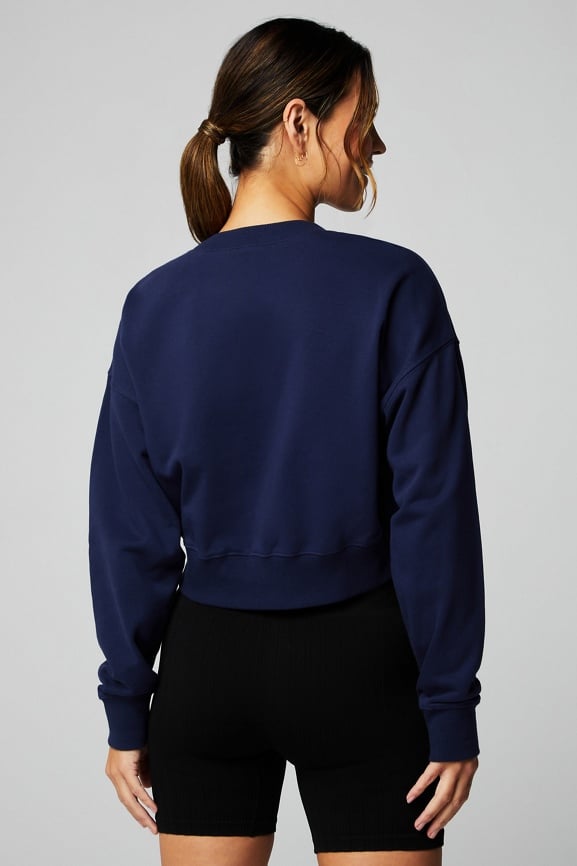 Navy blue best sale cropped sweatshirt