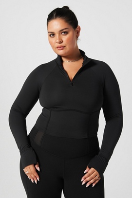 Half-Zip Long-Sleeve Crop Top - Yitty