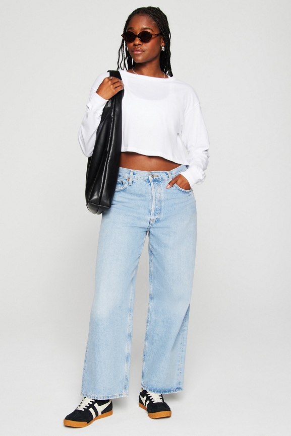 トップス melt the lady loose cropped jersey tops Ziesexy Cropped Sweatshirt Long Sleeve Crop Top Workout