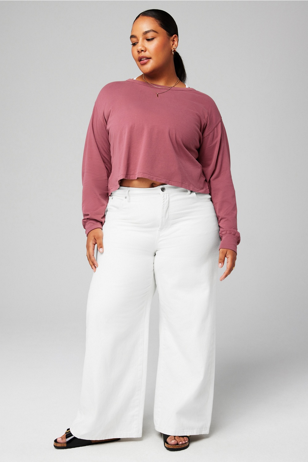 100% Cotton Cropped Boxy Long-Sleeve - Fabletics