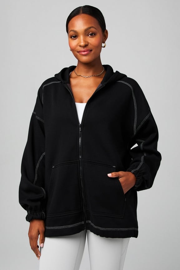 Oversized Black Zip Up Hoodie Womens Oversized Zip Hoodie Black