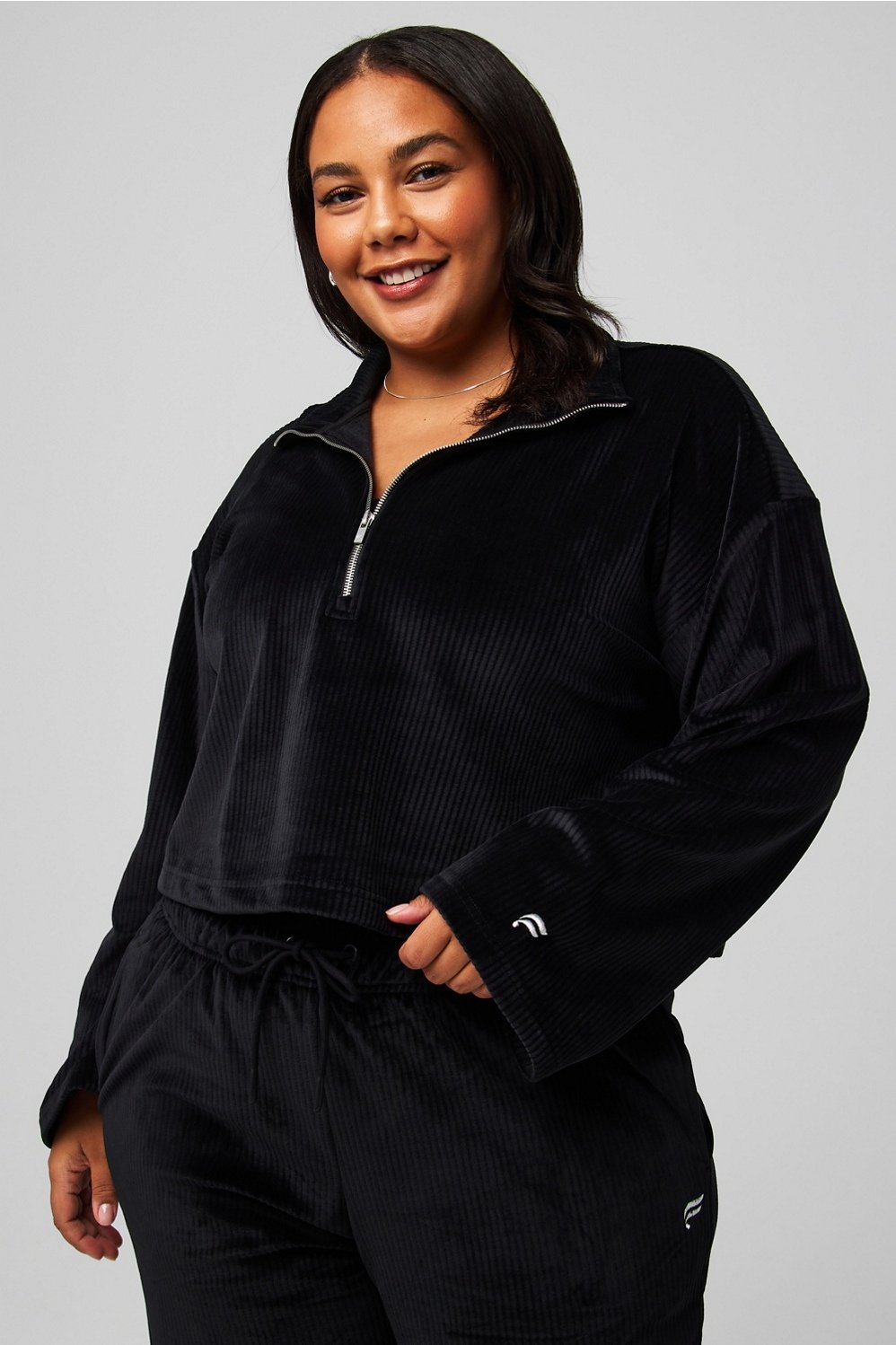 Plush Rib Half Zip Sweatshirt