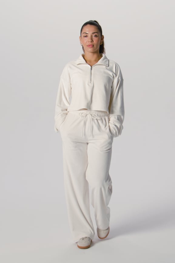 Plush Rib Half Zip Sweatshirt - Yitty