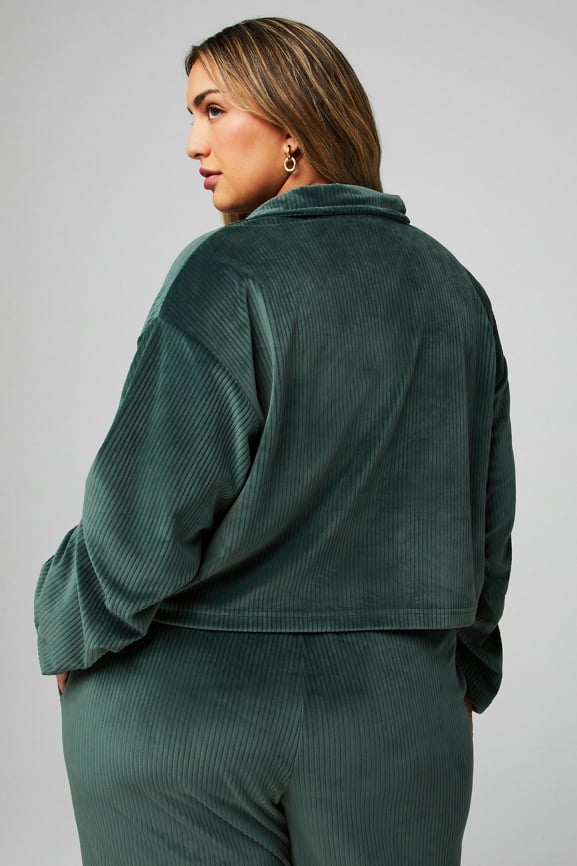 Plush Rib Half Zip Sweatshirt