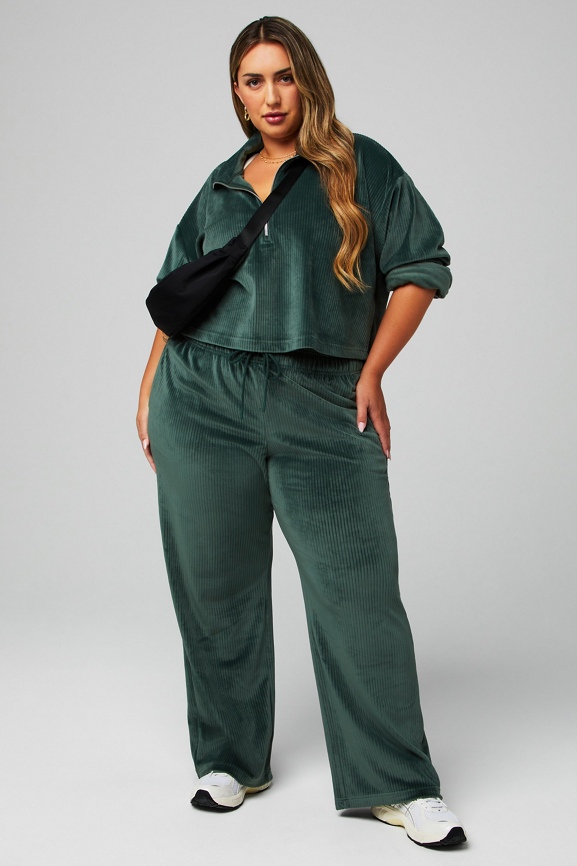Plush Rib Half Zip Sweatshirt
