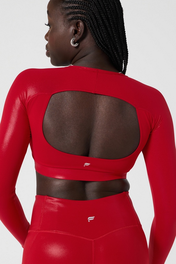 Built-In Bra Long-Sleeve Crop Top