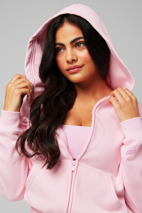 Pink full zip hoodie on sale