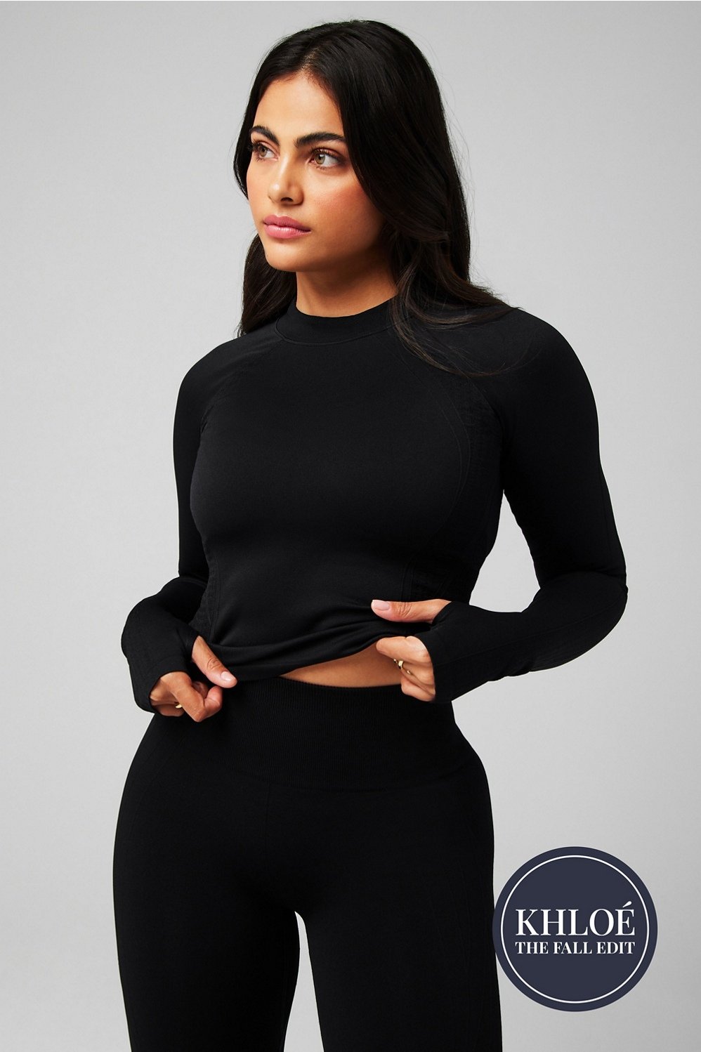 Seamless Mock Neck Long-Sleeve Top