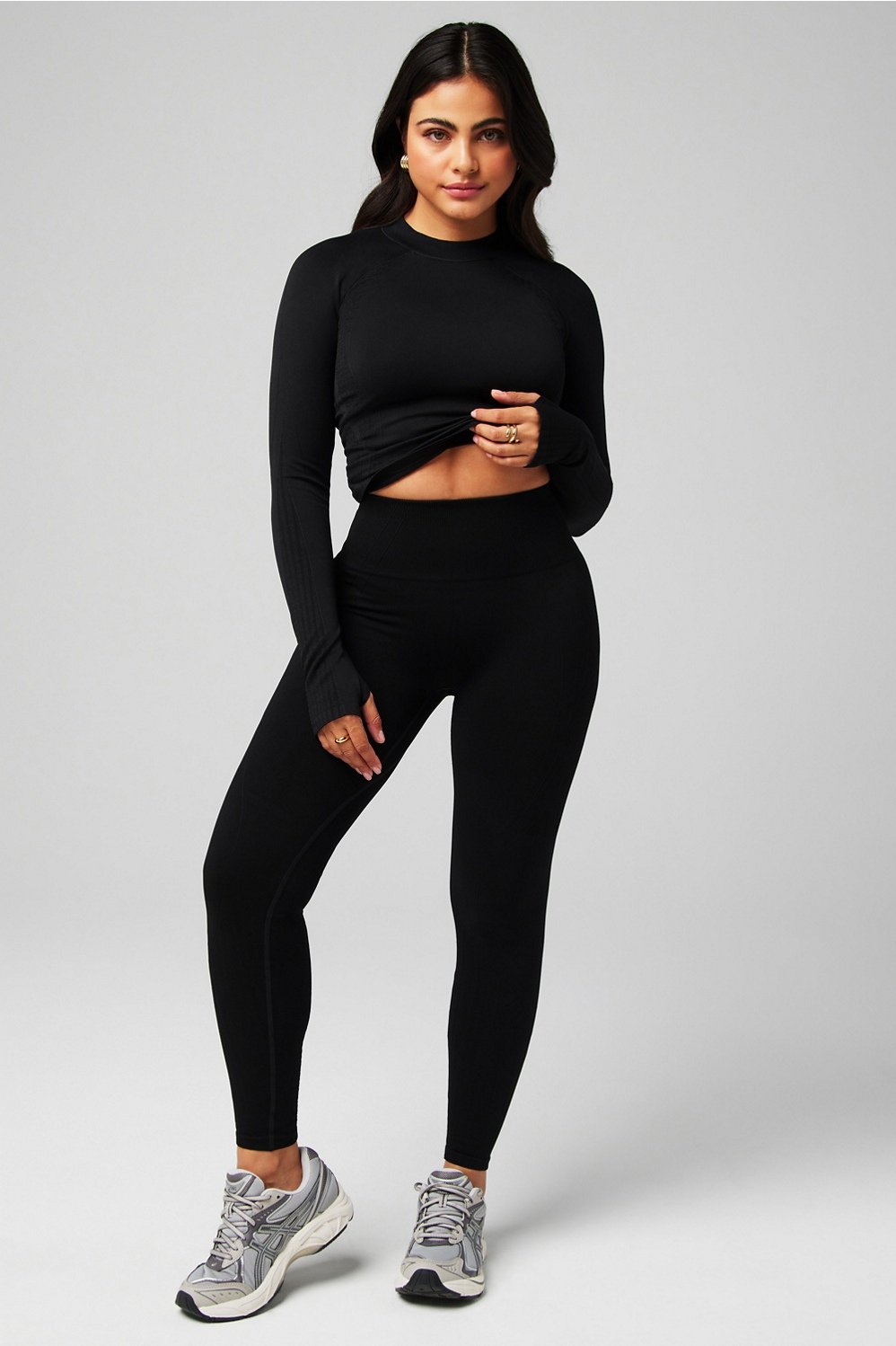 Seamless Mock Neck Long-Sleeve Top