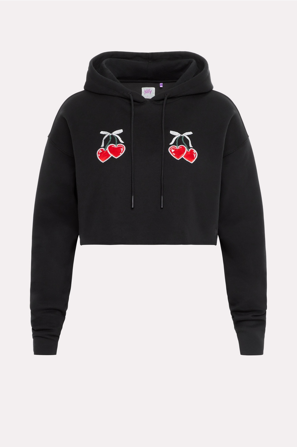 Cozy Fleece Cherry Cropped Hoodie