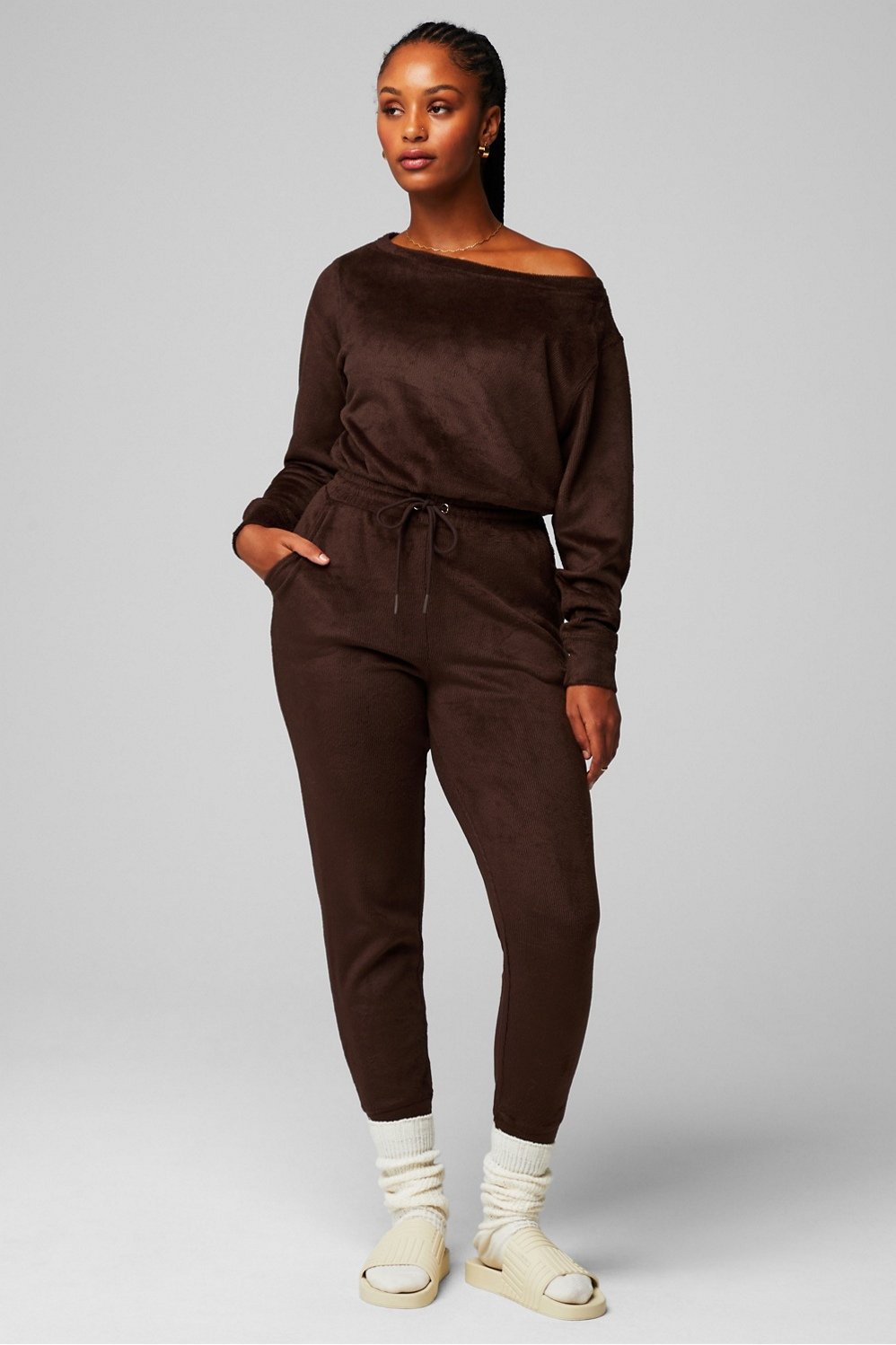 Fabletics off sale shoulder jumpsuit