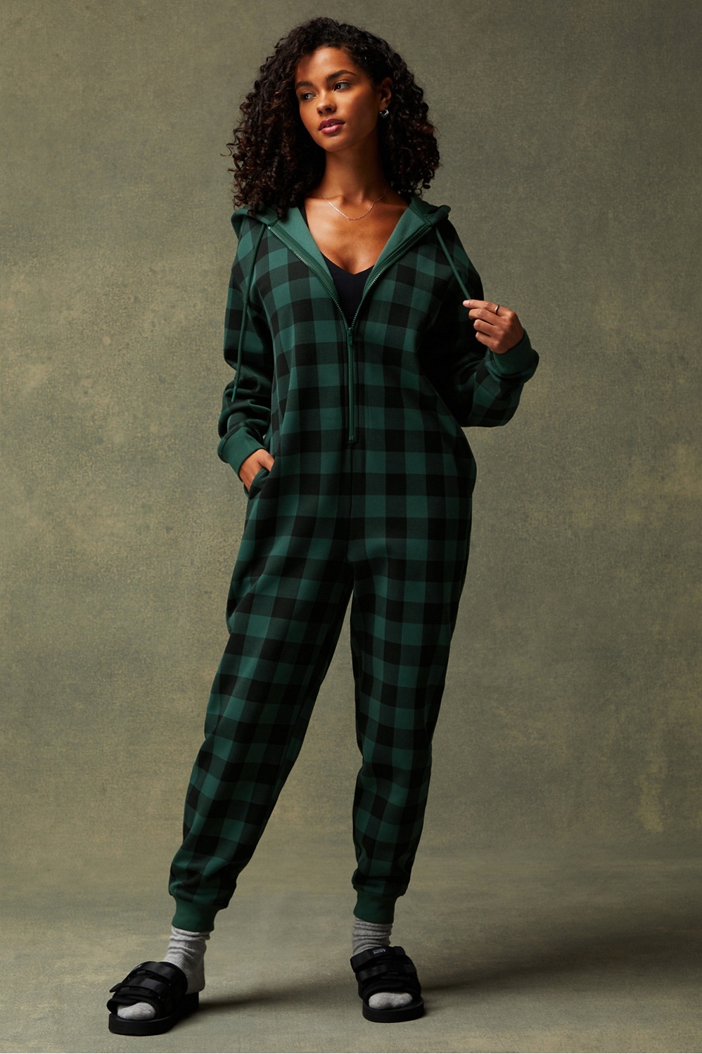 Buffalo check discount onesie for adults