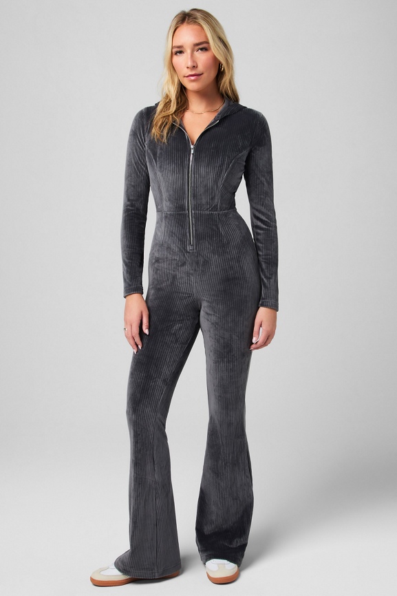 Plush Rib Hooded Jumpsuit