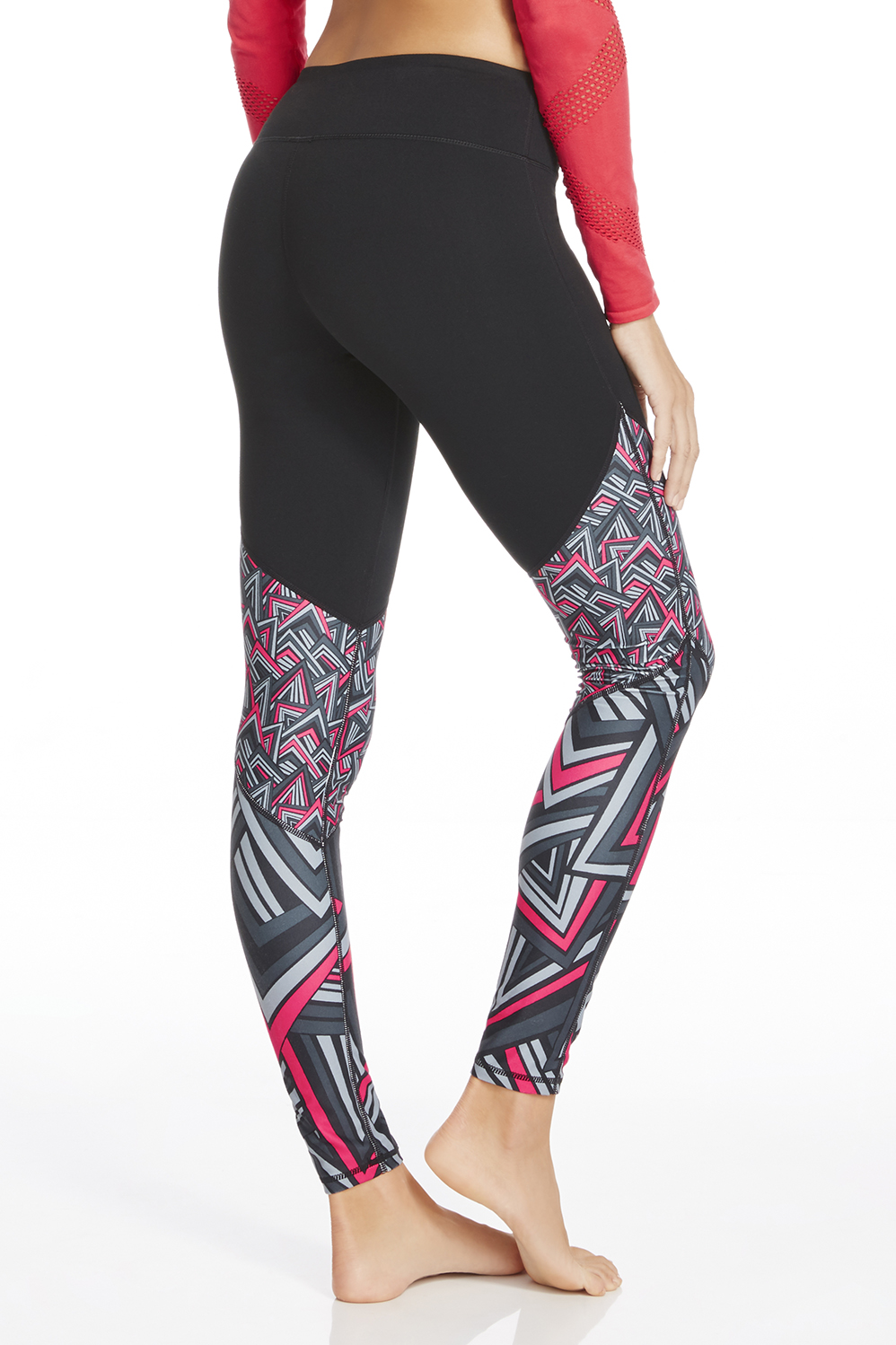 Fabletics Salar Floral Printed Powerhold Leggings Pink Black Size