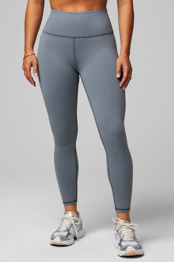 Fabletics Womens Powerhold Leggings Large Gray Lace Detail Performance  Active