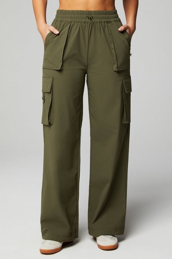  Women Elastic Waist Casual Cargo Pants Joggers Yoga Pants  Pockets Wide Leg Pants Sweatpants plus Size Women (Army Green-2, XXL) :  Clothing, Shoes & Jewelry