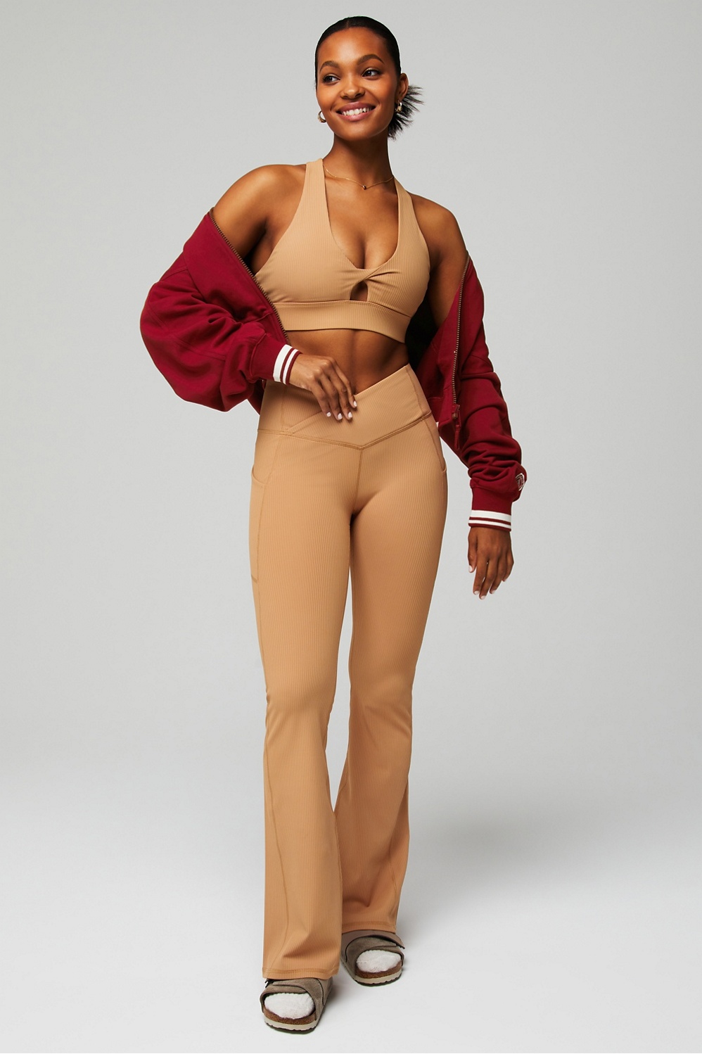 Oasis Rib HW Crossover Kick Flare - Fabletics