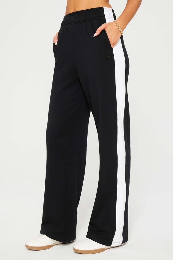 パンツ Pleddy Stripe Back Banding Wide Slacks (2color) Year Round Terry Stripe Wide Leg Pant - Fabletics
