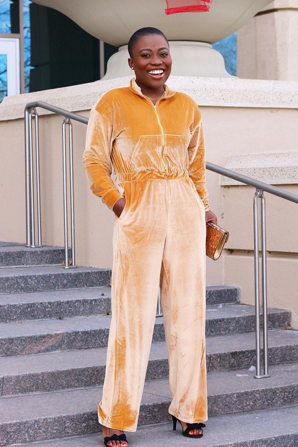 Velour Zip-Up Wide Leg Onesie - Fabletics Canada
