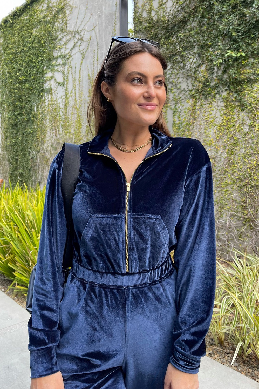 Velour Zip-Up Wide Leg Onesie - Fabletics Canada