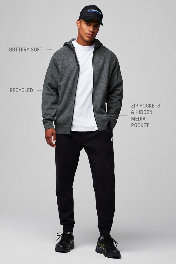 Fabletics The Go-To Full Zip Hoodie shops Men Extended Sizes: M Classic Grey Heather