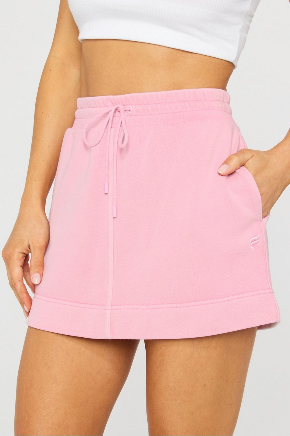 ★DXOH★Sweat Layered Logo Label Skirt Light Pink★正規品 24d7714931782681001e804e5f7d23