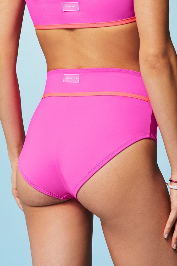 High-Waisted Crossover Shaping Swim Bottom - - Fabletics Canada