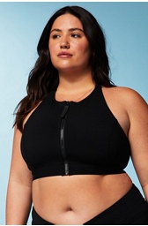 トップス doublezip foodie mesh crash foodie wash High Tide Zip-Front Swim Top - Fabletics Canada