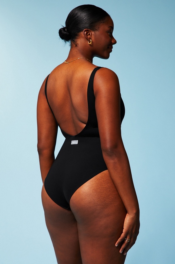 Scoop Tie Back Shaping One-Piece Swimsuit