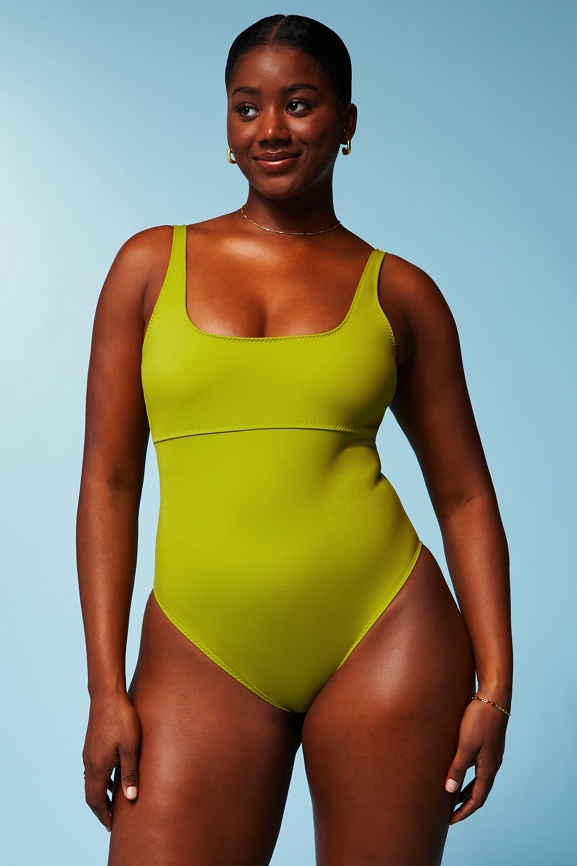 Scoop Tie Back Shaping One-Piece Swimsuit