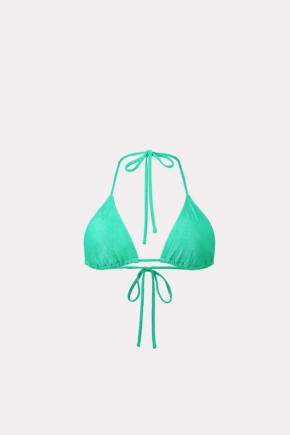 【threetimes】25HS★(S,M,L) Yogurt Triangle Bikini Triangle Bikini Top - Black/Tawny | TA3