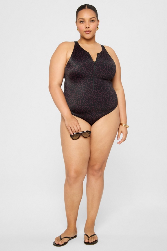 Zip-Front One-Piece Swimsuit