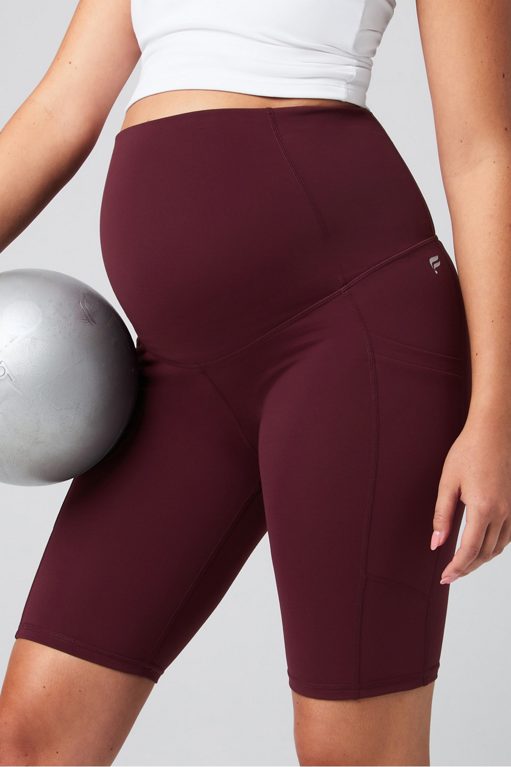 Pureluxe High-Waisted Maternity 9" Shorts Womens Red XXL-1X Fabletics-image