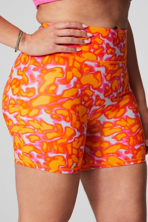 Fabletics Shorts Womens Medium M Austyn Run Short Orange Back Zip Pocket  New