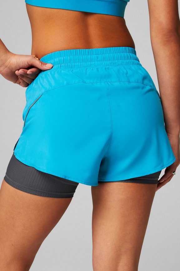 Fabletics womens shorts with mesh overlay -L