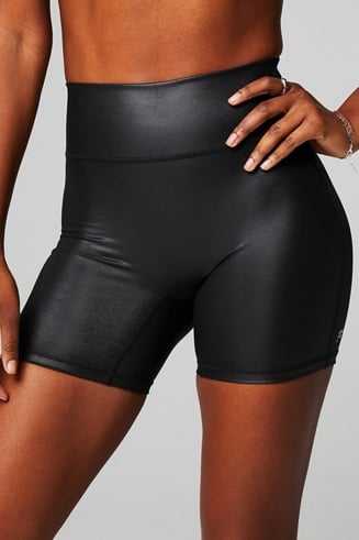 Fabletics, Shorts, Fabletics Black W Leo Straps Kessler Highwaisted 6  Bike Short Small