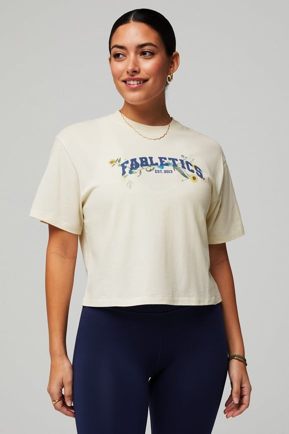 Fabletics Women's Jess Short-Sleeve Tee T-Shirt LL7 Tusk Small NWT
