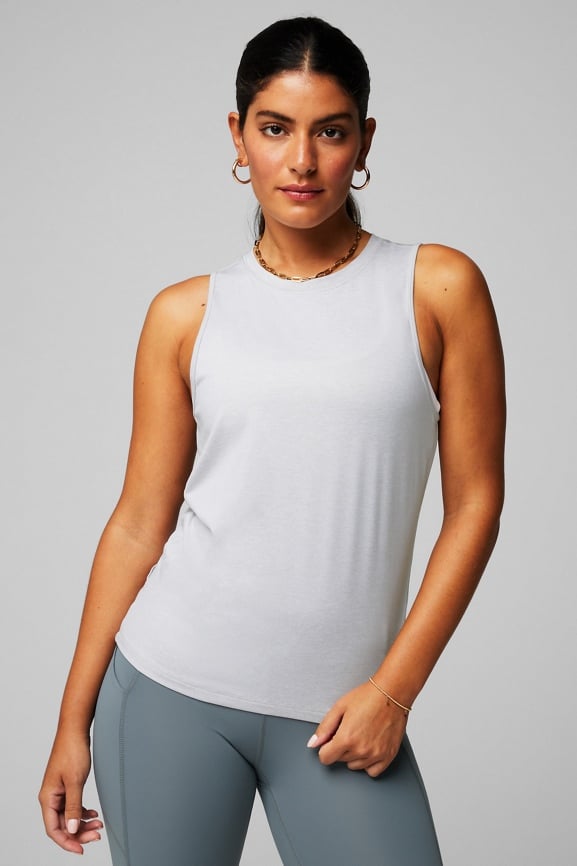 Fabletics RestoreKnit Ribbed Tank Womens Pewter Size