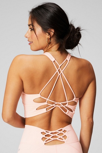 Fabletics Strappy Open Back Tank in Pink Buttercream