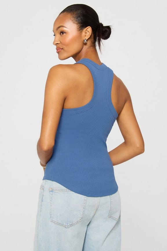 High Neck Rib Built-In Bra Tank