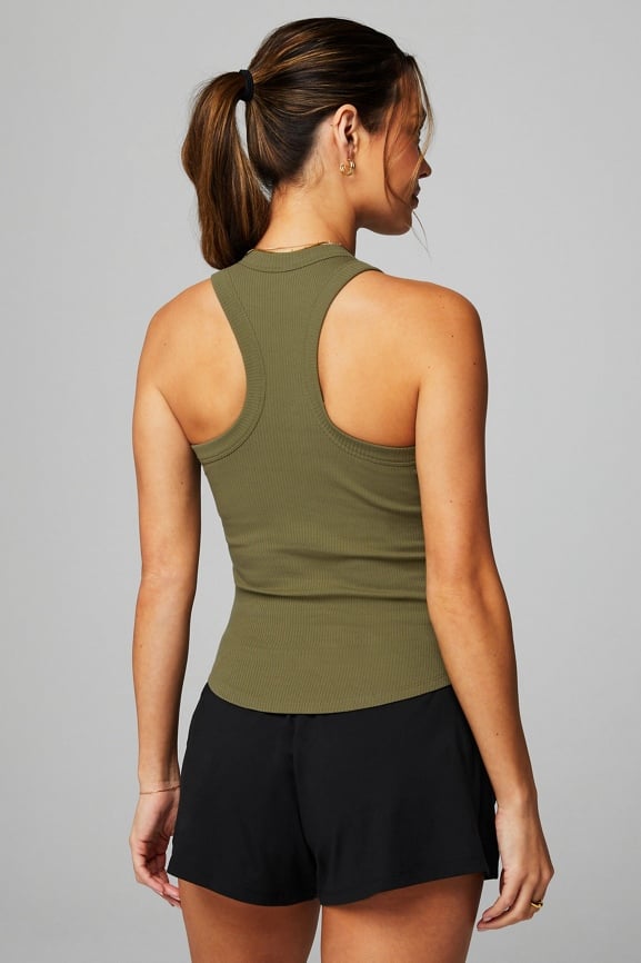 6314 Ribbed Tank Top with Build in Bra Sleeveless Womens Gym Vest