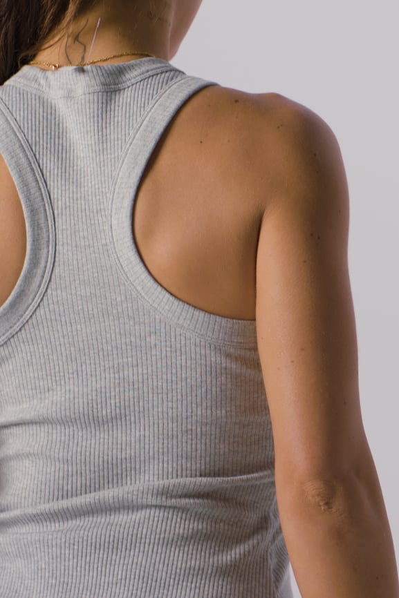 High Neck Rib Built-In Bra Tank - Fabletics