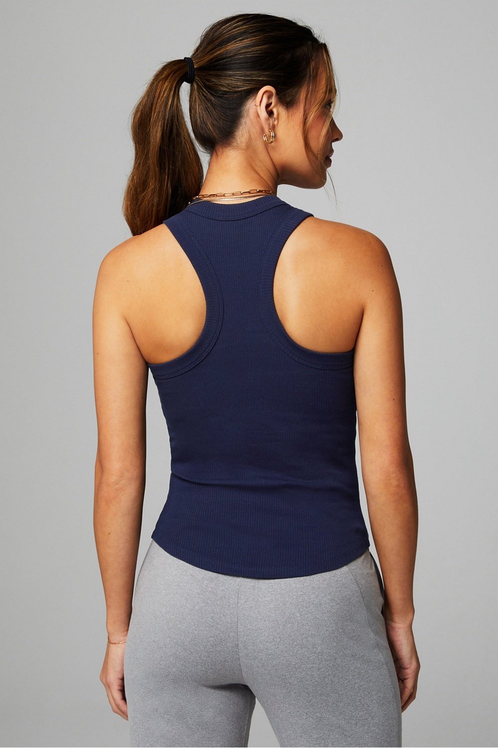 High Neck Rib Built-In Bra Tank - Fabletics
