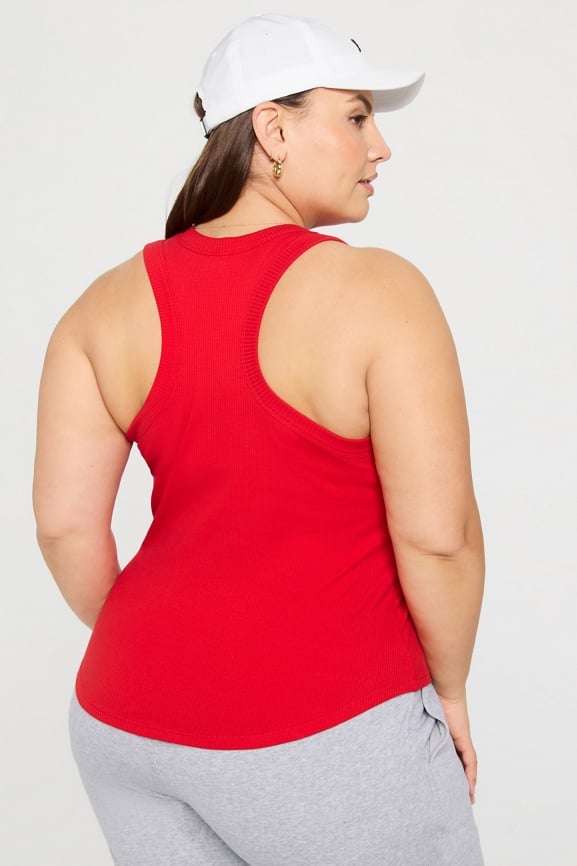 High Neck Rib Built-In Bra Tank